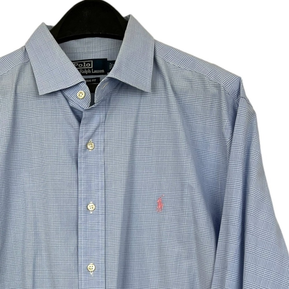 Polo Ralph‎ Lauren Mens XL Button Up Lightweight Cotton Glen Plaid Check Pony